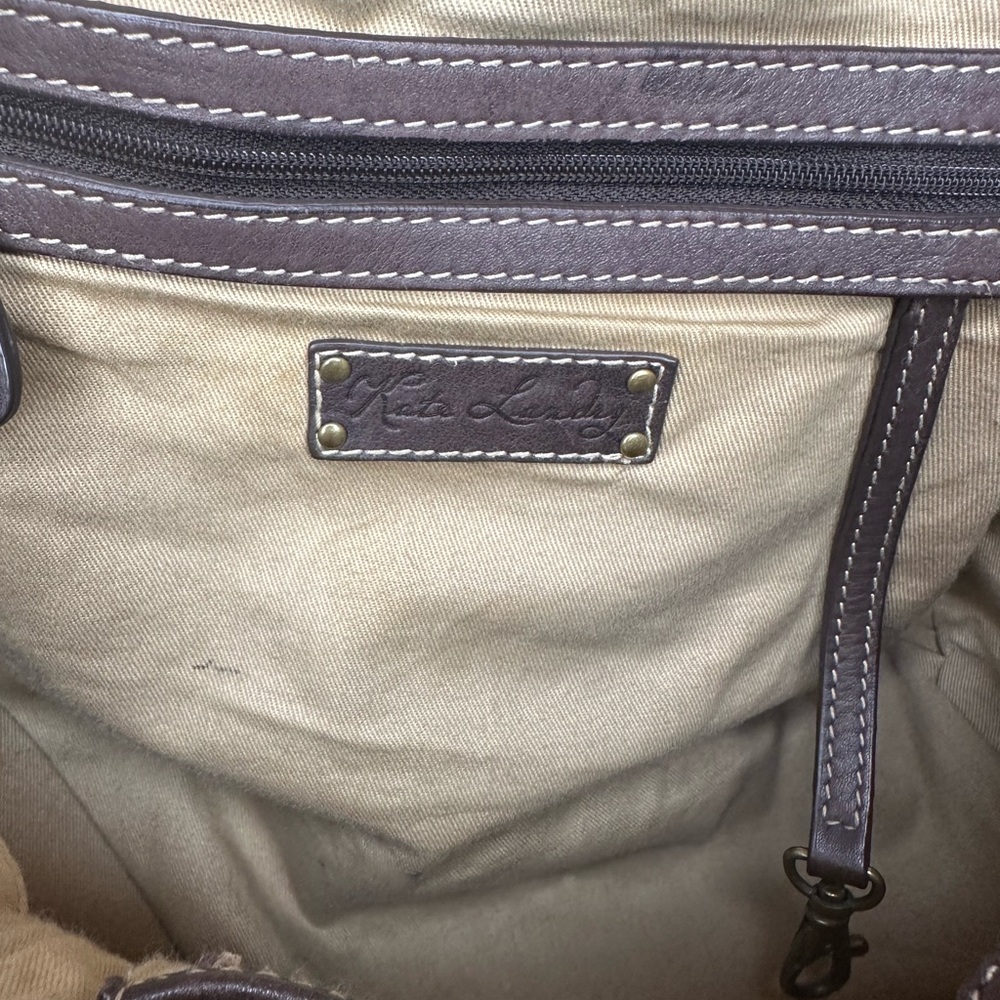 Kate Landry Brown Leather Shoulder Bag with Gold Accents - Picture 6 of 12